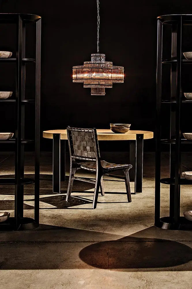 Noir Dede Dining Chair, Leather, Black