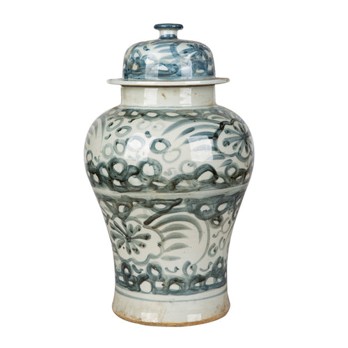 Blue And White Sea Flower Temple Jar Small By Legends Of Asia