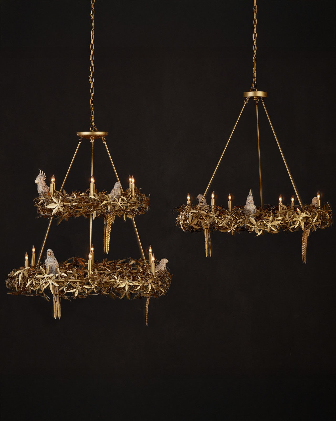 Currey & Company 41.25" Aviary Gold Ring 6 Light Chandelier