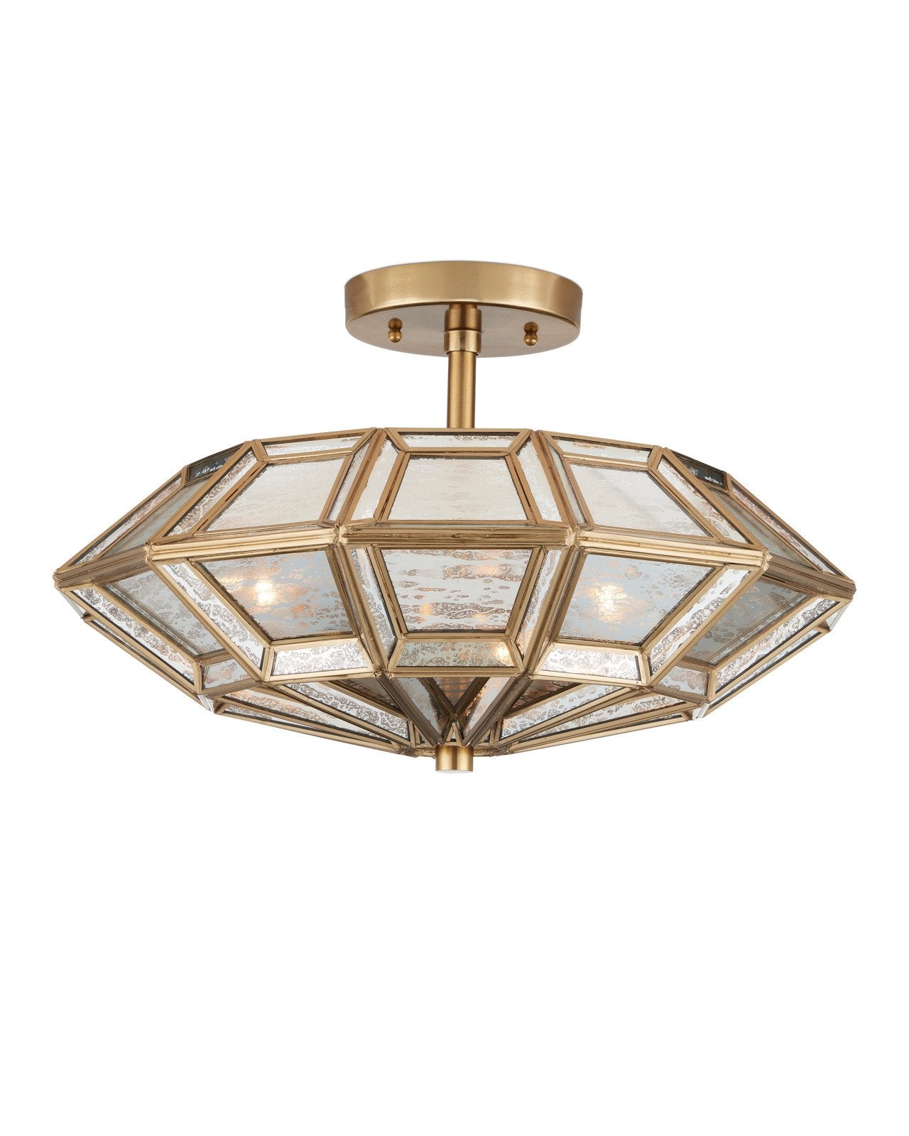 Currey & Company Valentina 20" Brass & Mirror Semi Flush Mount