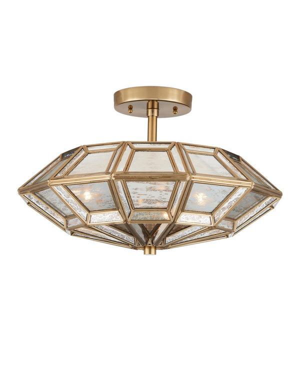 Currey & Company Valentina 20" Brass & Mirror Semi Flush Mount