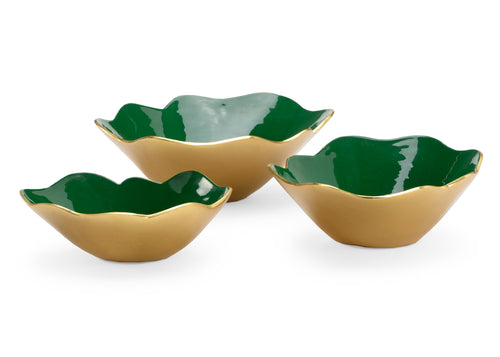 Chelsea House Emerald Enameled Bowls (S3)