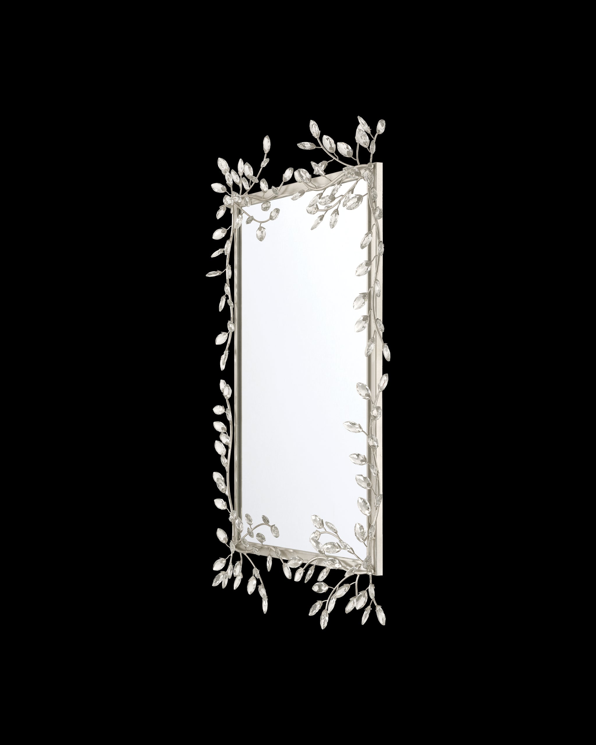 Currey & Company Forget Me Not Silver Rectangular Mirror
