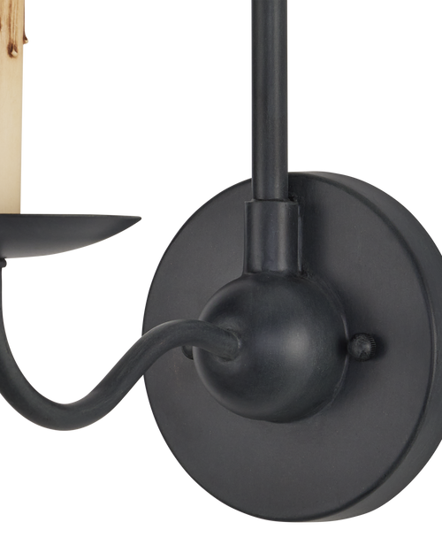 Currey & Company Saxon Single Light Black Wall Sconce