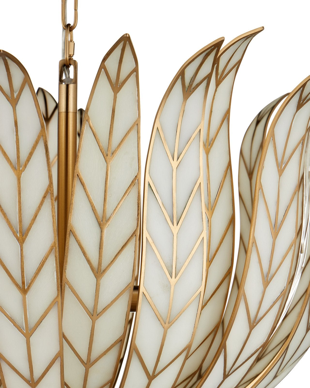 Currey & Company Lamina Bowl 29" Antique Brass 3 Light Chandelier