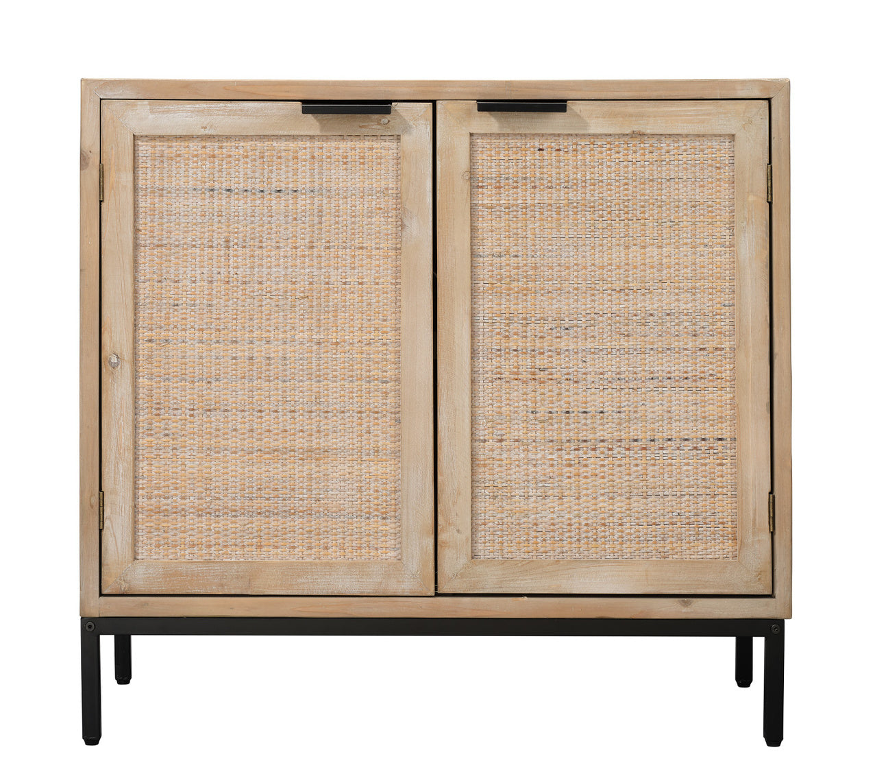 Reed 2 Door Accent Cabinet In Washed Wood & Black Metal Lifestyle by JY