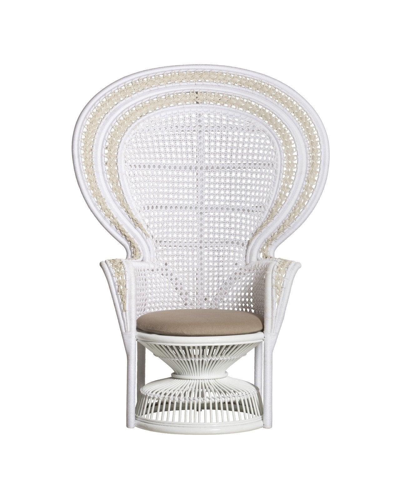 Currey And Company Emanuelle 41 1/4" Wide White Wicker Peacock Armchair