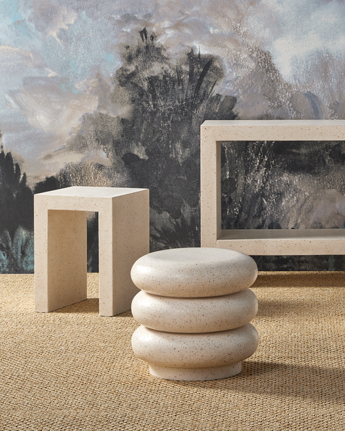 Currey & Company Cusani Ivory Terrazzo Stool