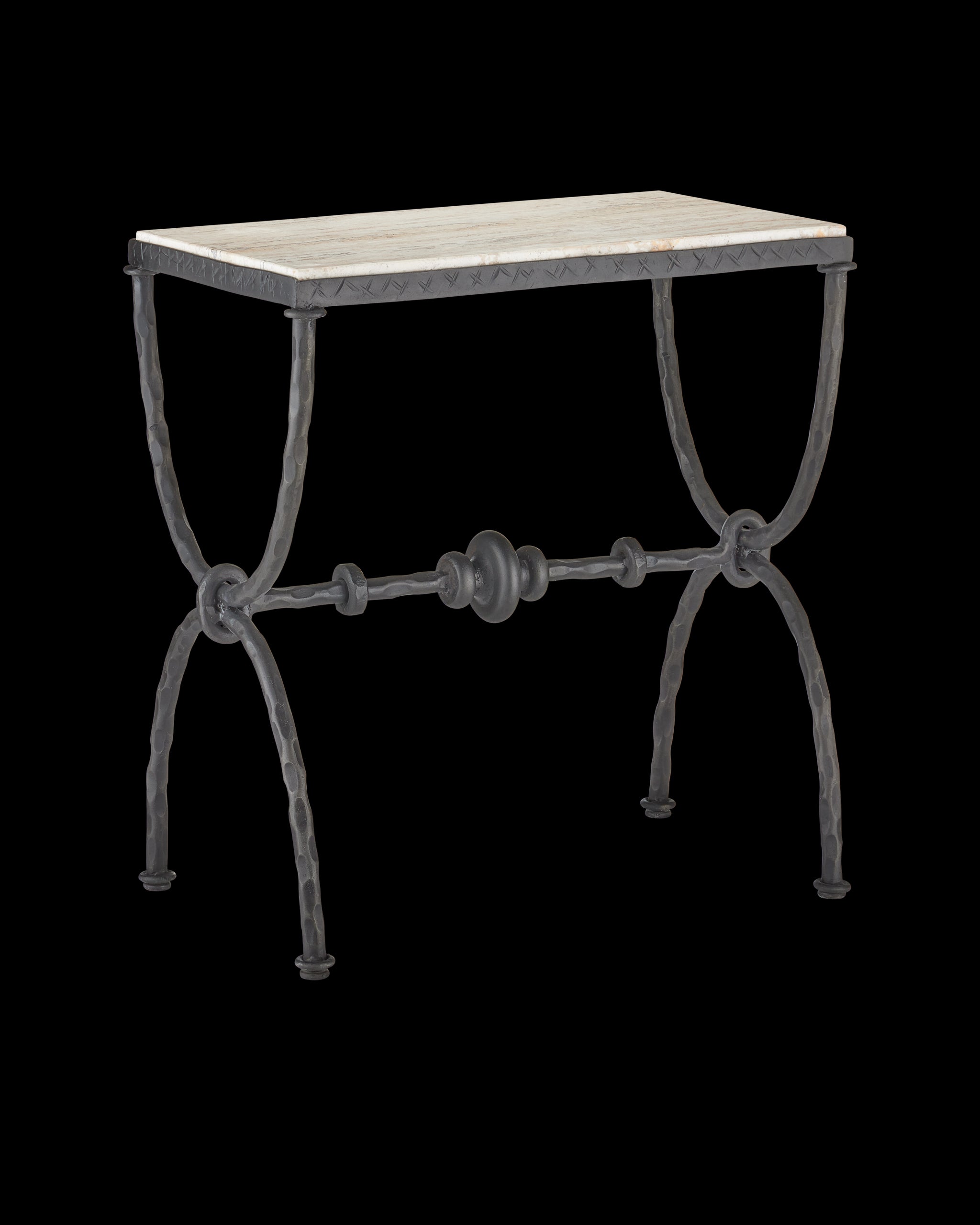 Currey & Company Agora White Travertine Side Table