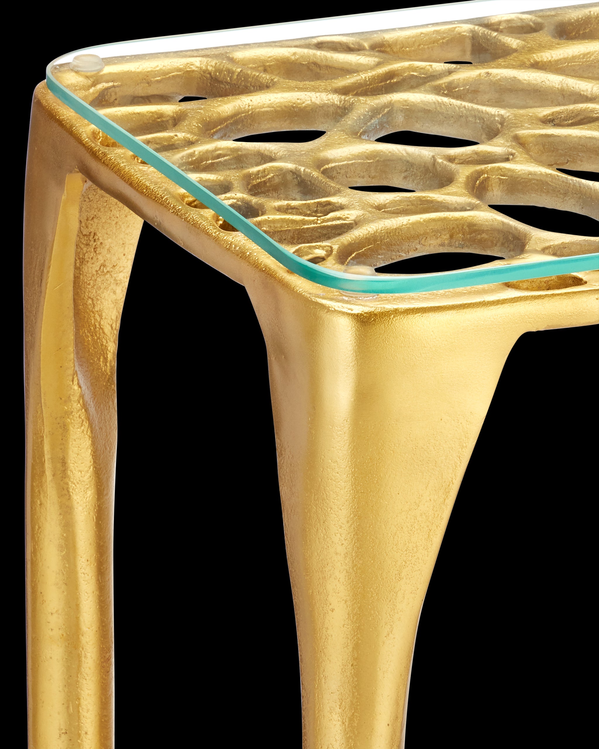 Currey & Company Honeycomb Gold Console Table