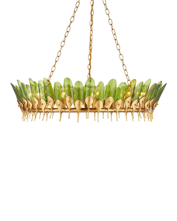 Currey & Company Selavy 38" Contemporary Gold Leaf 11 Light Chandelier