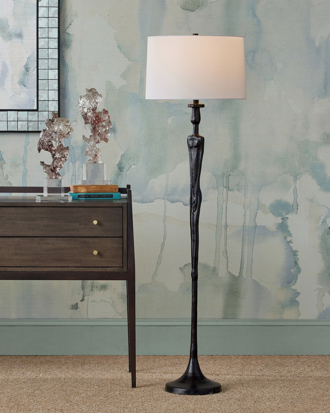 Currey & Company Mirage Black Cast Aluminum Floor Lamp