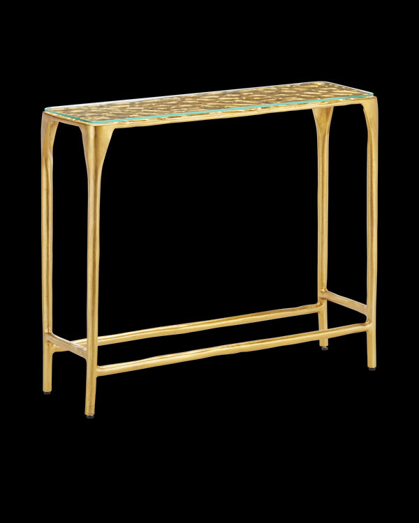 Currey & Company Honeycomb Gold Console Table