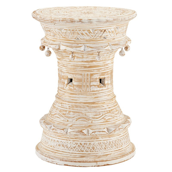 Currey And Company Bavi Whitewash Accent Table