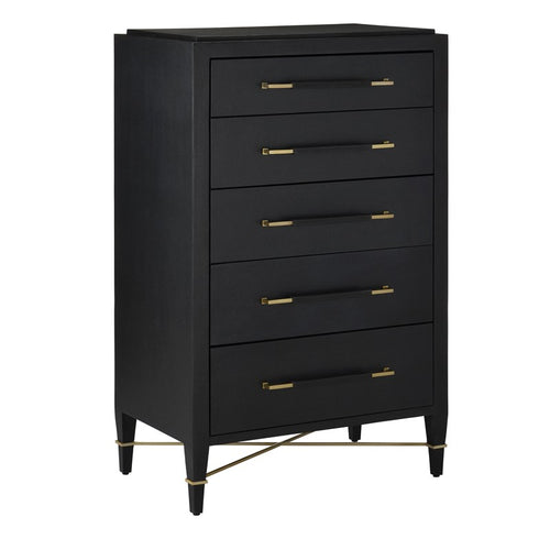 Currey And Company Verona Black Five Drawer Chest