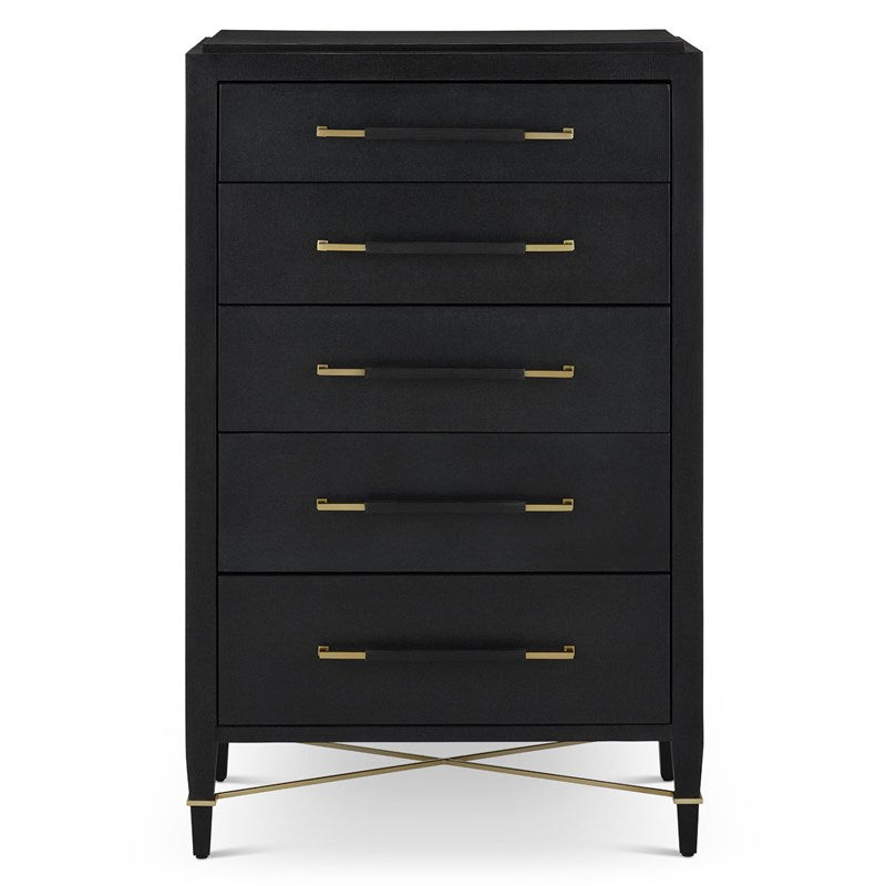 Currey And Company Verona Black Five Drawer Chest