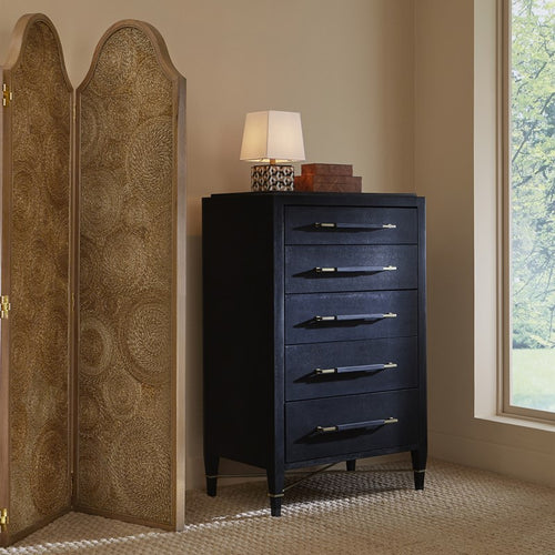 Currey And Company Verona Black Five Drawer Chest