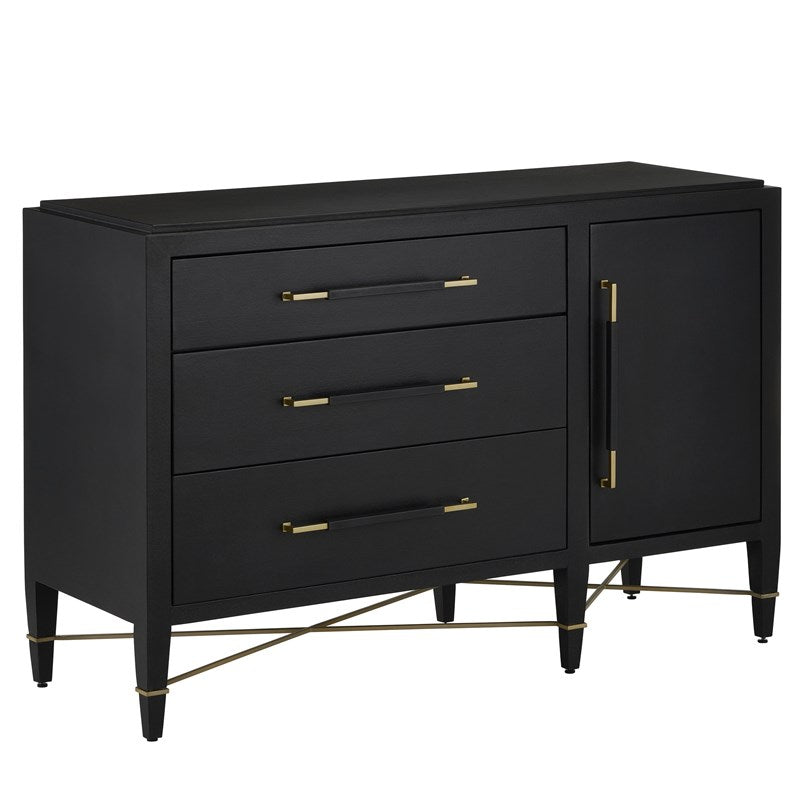 Currey and Company - 3000-0250 - Chest - Verona - Black Lacquered Linen/Champagne Currey and Company - 3000-0250 - Chest - Verona - Black Lacquered Linen/Champagne