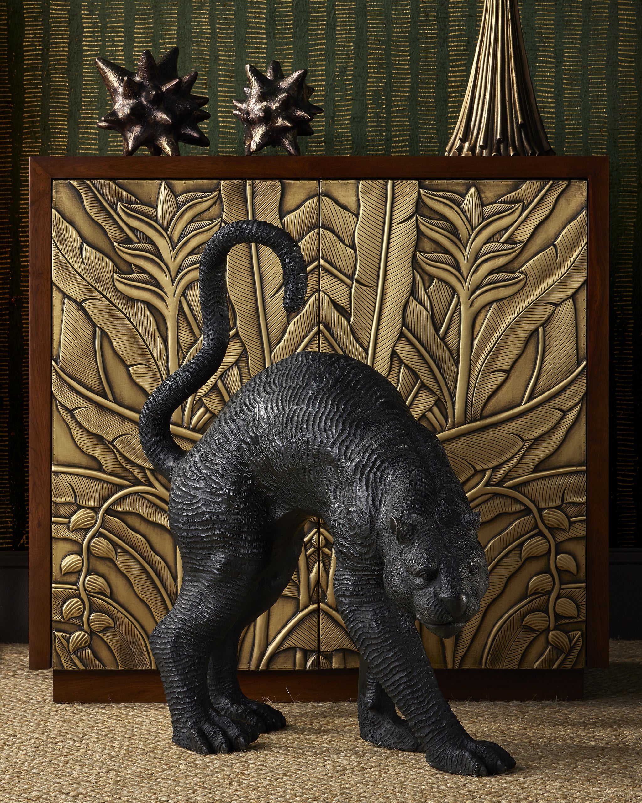 Currey & Company Standing Black Panther Bronze