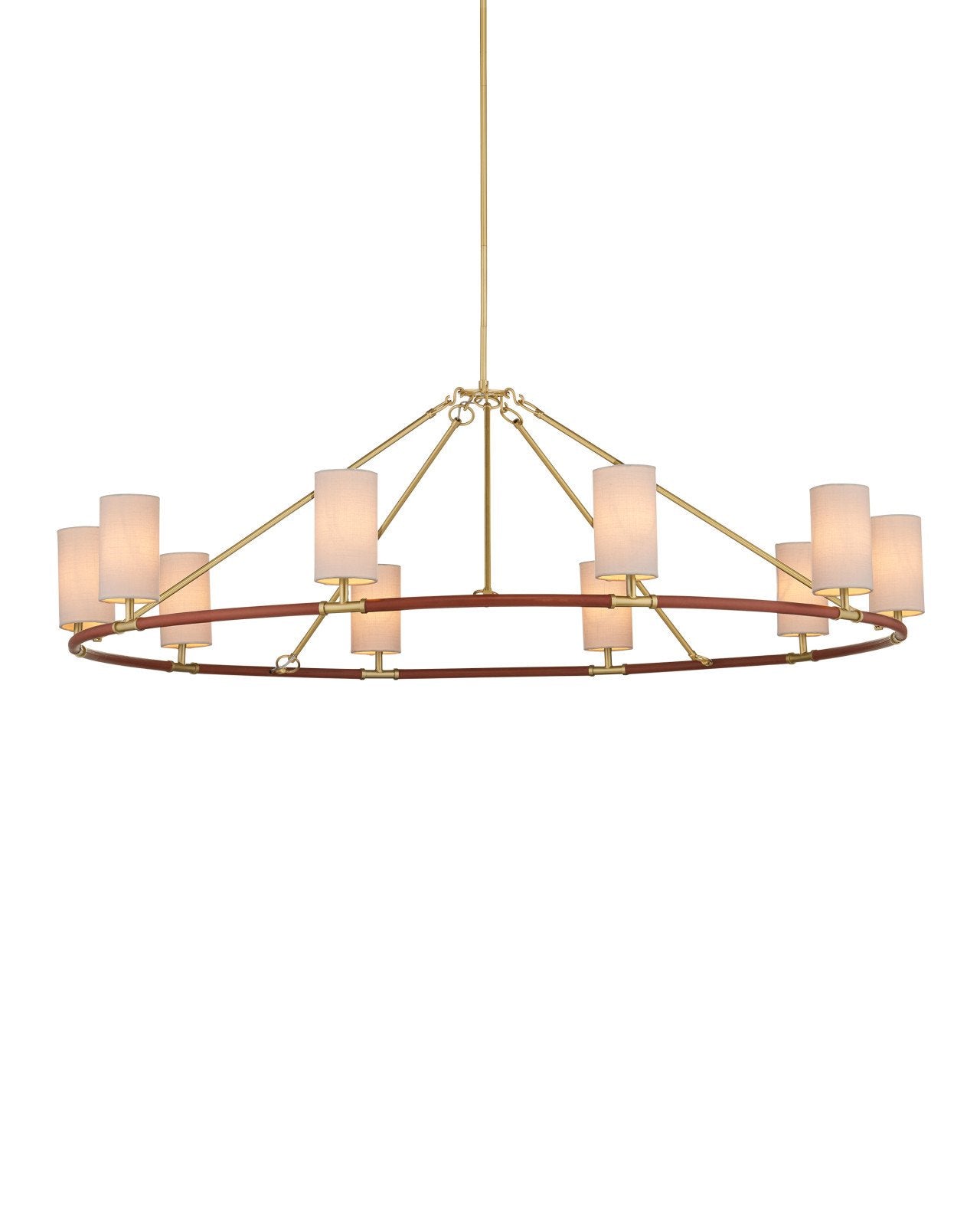 Currey & Company Ellerston Large 63" Brushed Brass 10 Light Chandelier