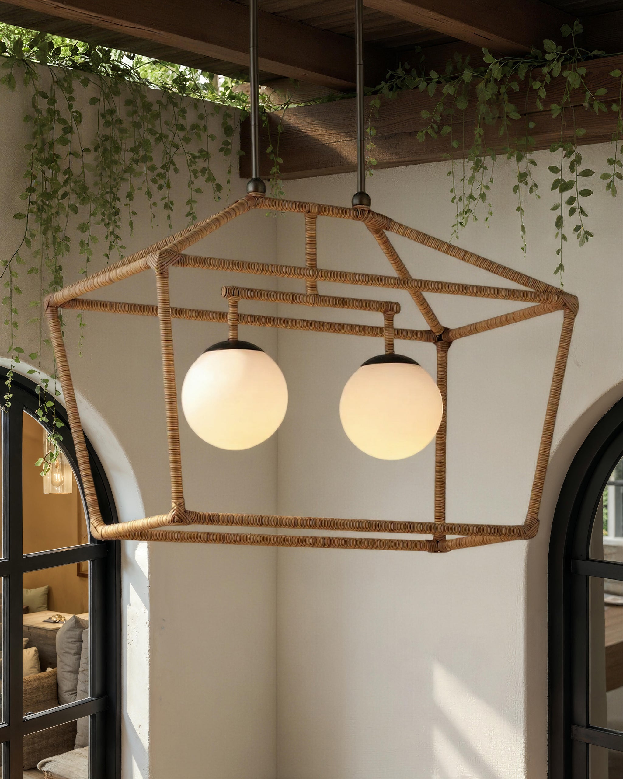 Currey And Company Denison Rectangular Natural Outdoor Lantern