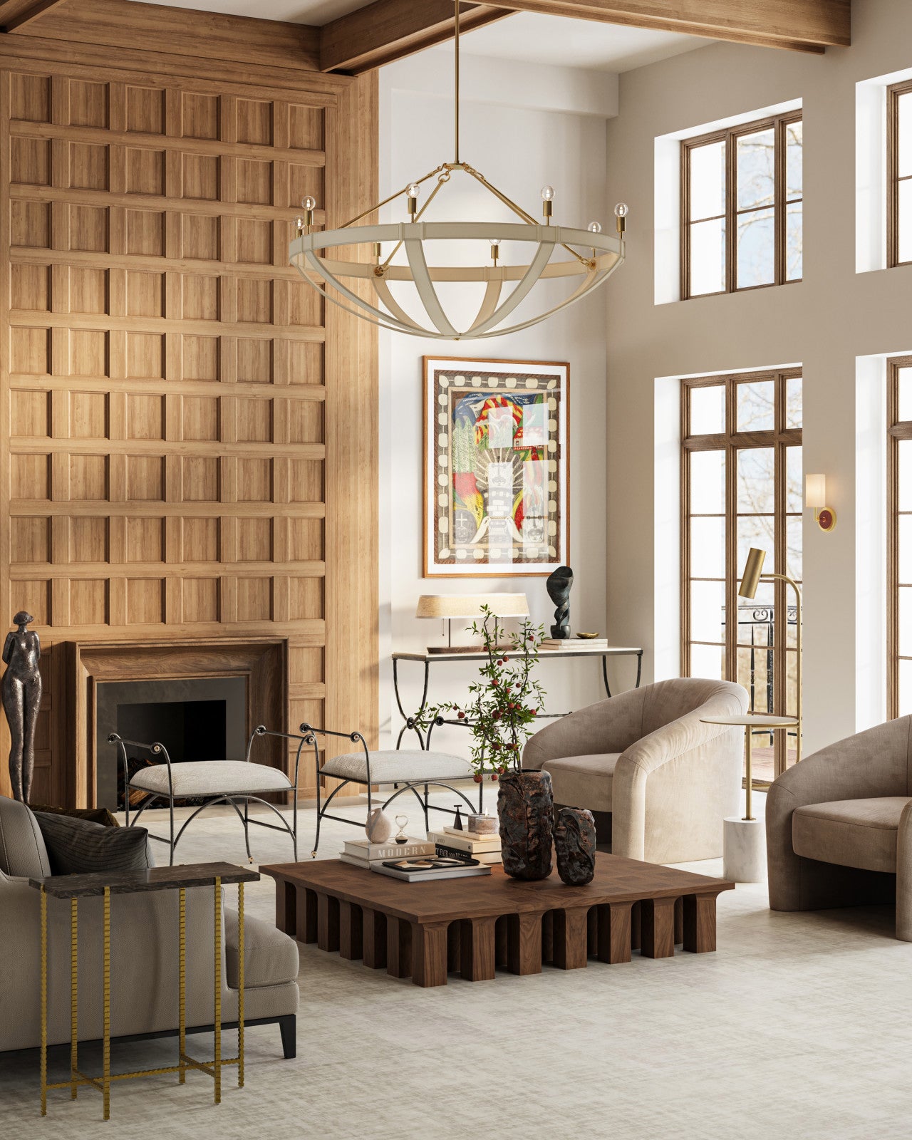 Currey & Company Barrington 48" Brushed Brass 8 Light Chandelier