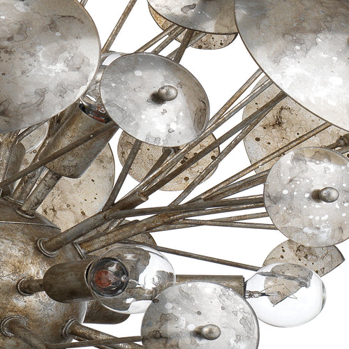 Jamie Young Constellation Round Chandelier In Antique Mercury Glass & Champagne Leaf Metal