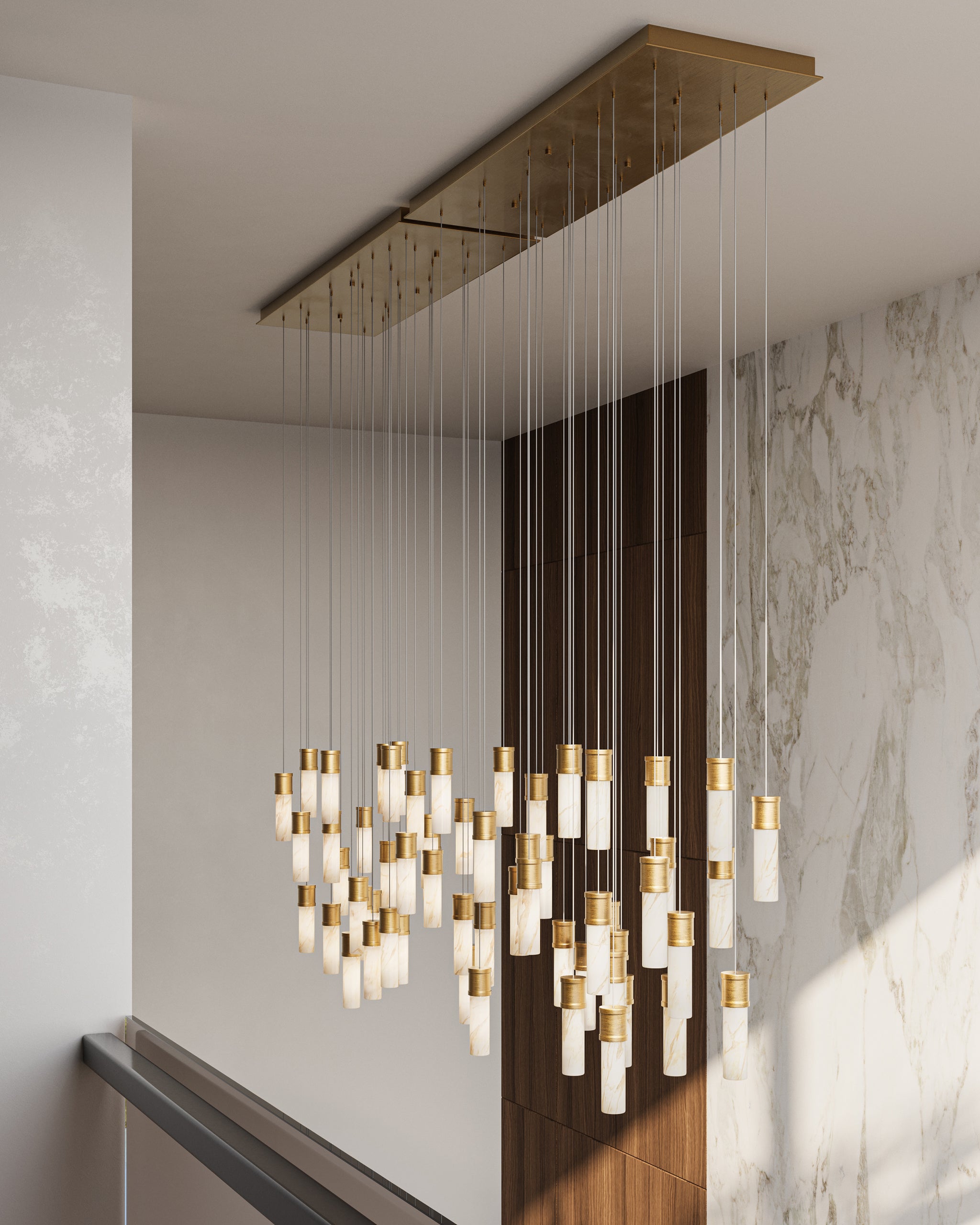 Currey And Company Cannula 30 Light Linear Multi Drop Pendant