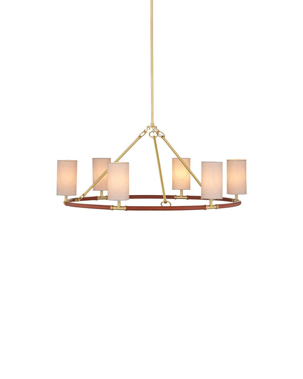 Currey & Company Ellerston Medium 39" Brushed Brass 6 Light Chandelier