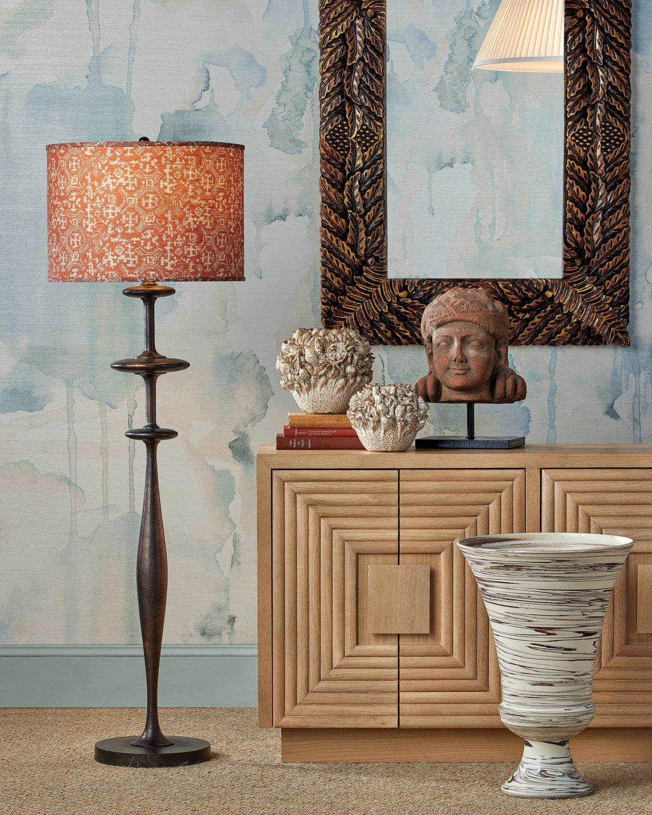 Currey & Company Aqueous Dark Bronze Cast Aluminum Floor Lamp