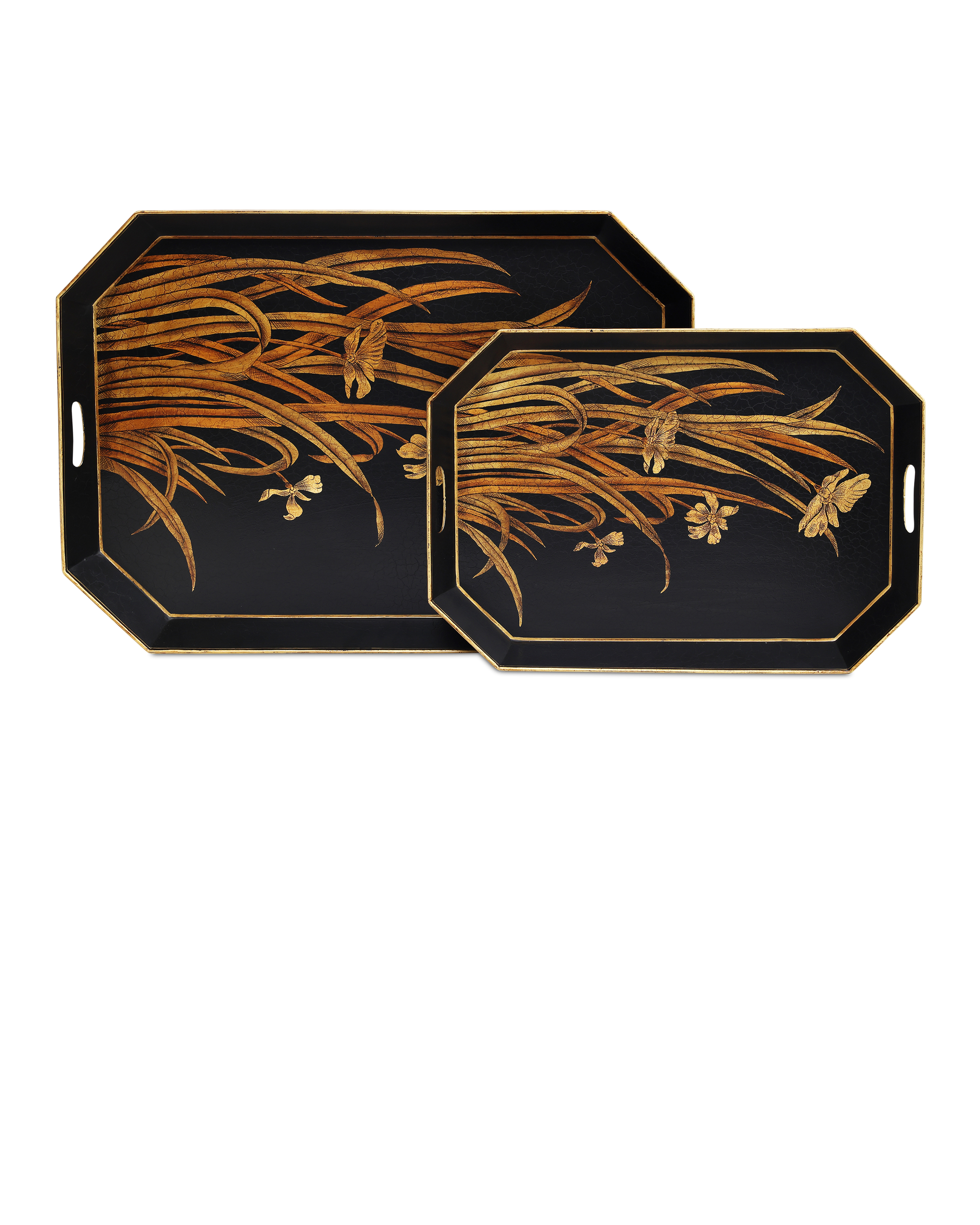 Currey And Company Glasshouse Tole Tray Set Of 2