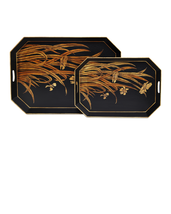 Currey And Company Glasshouse Tole Tray Set Of 2