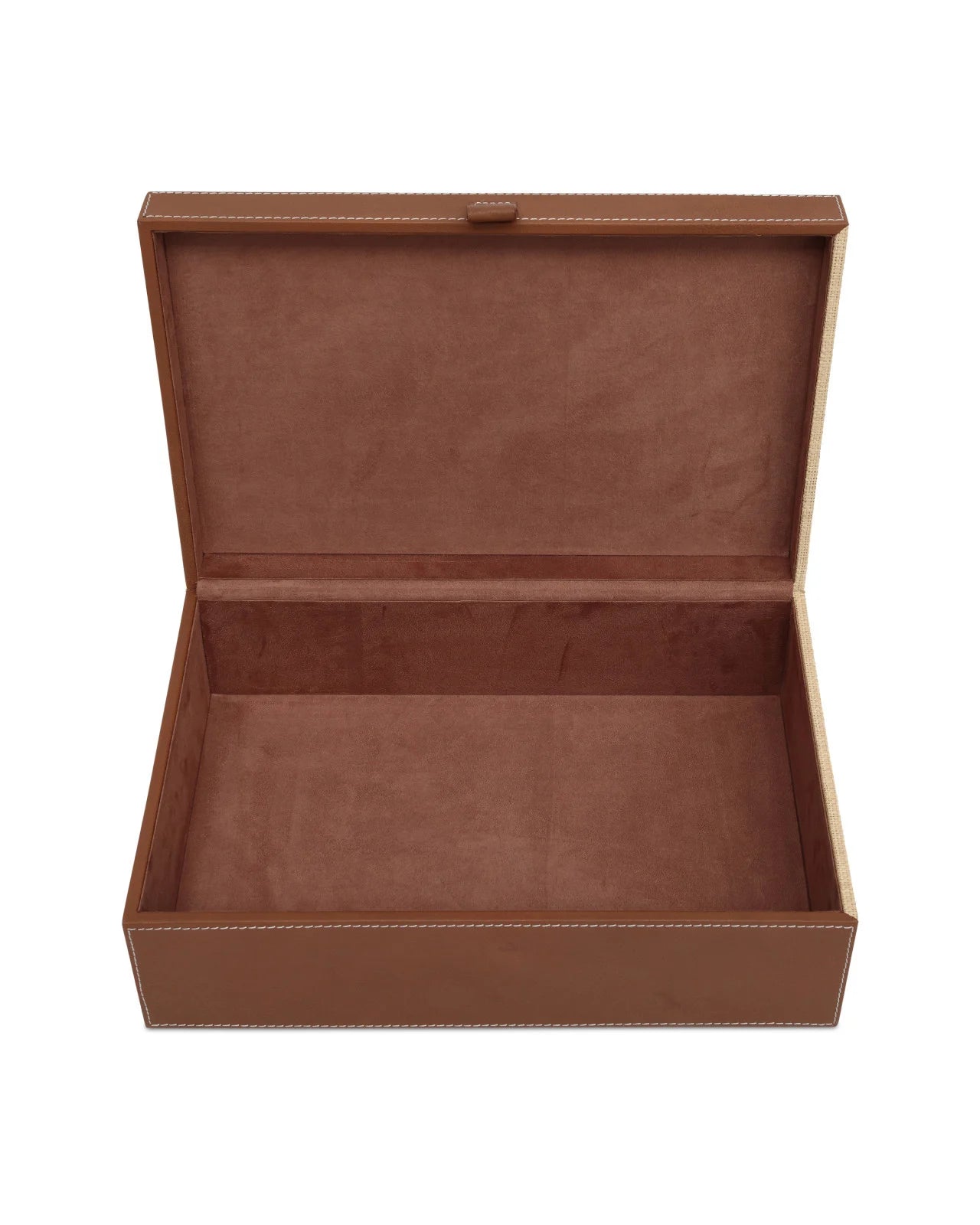 Currey & Company 15"/12" Leather & Raffia Box Set Of 2