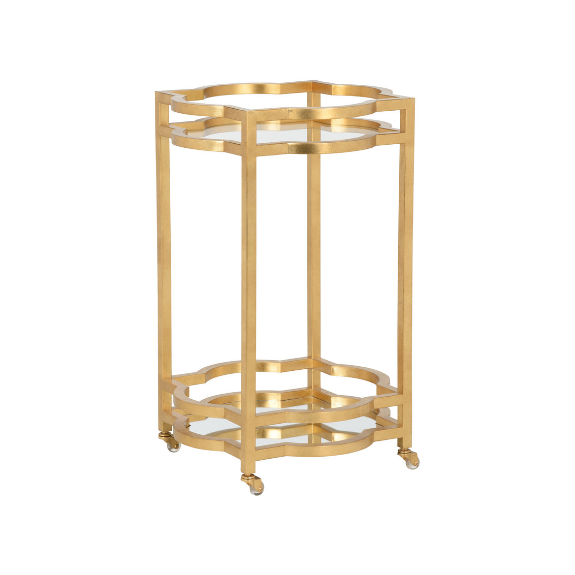 Chelsea House Quatrefoil Bar Cart Gold