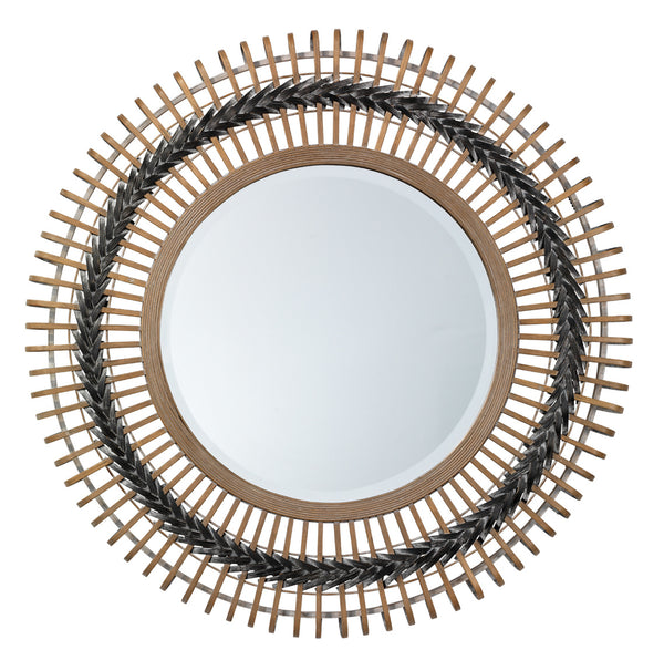 Jamie Young Grove Braided Mirror In Grey & Natural Bamboo