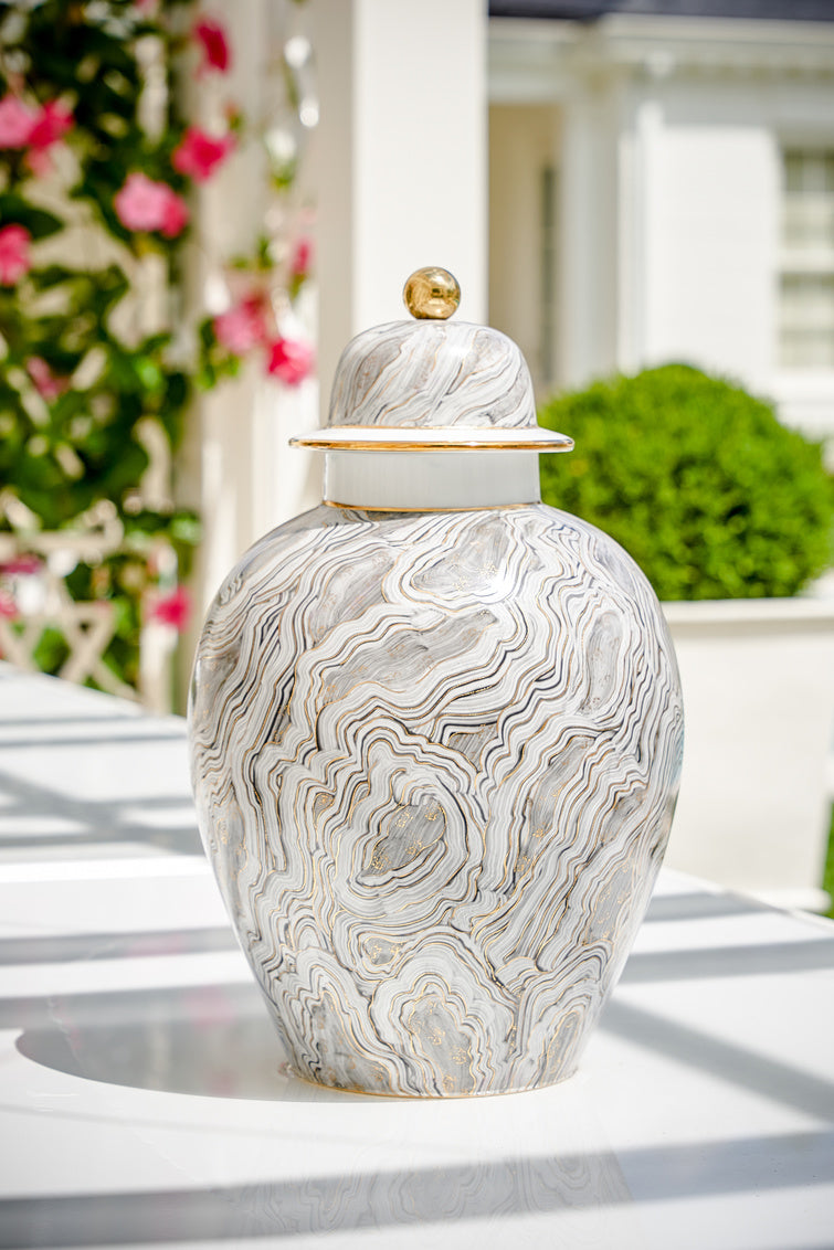 Chelsea House Marbleized Covered Urn