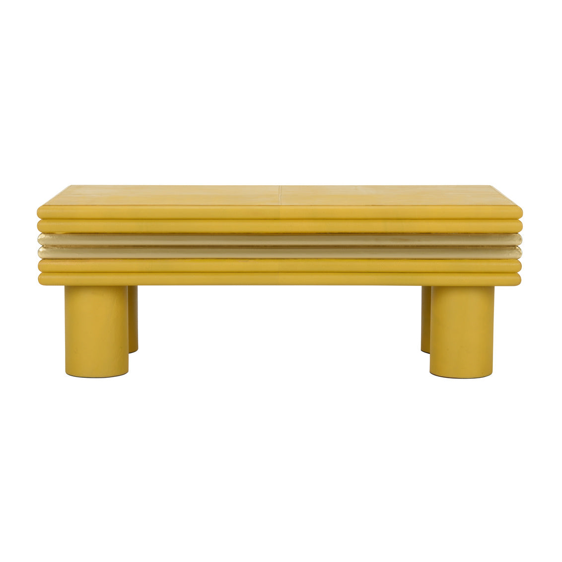 Chelsea House Coulter Leather Cocktail Table- Yellow