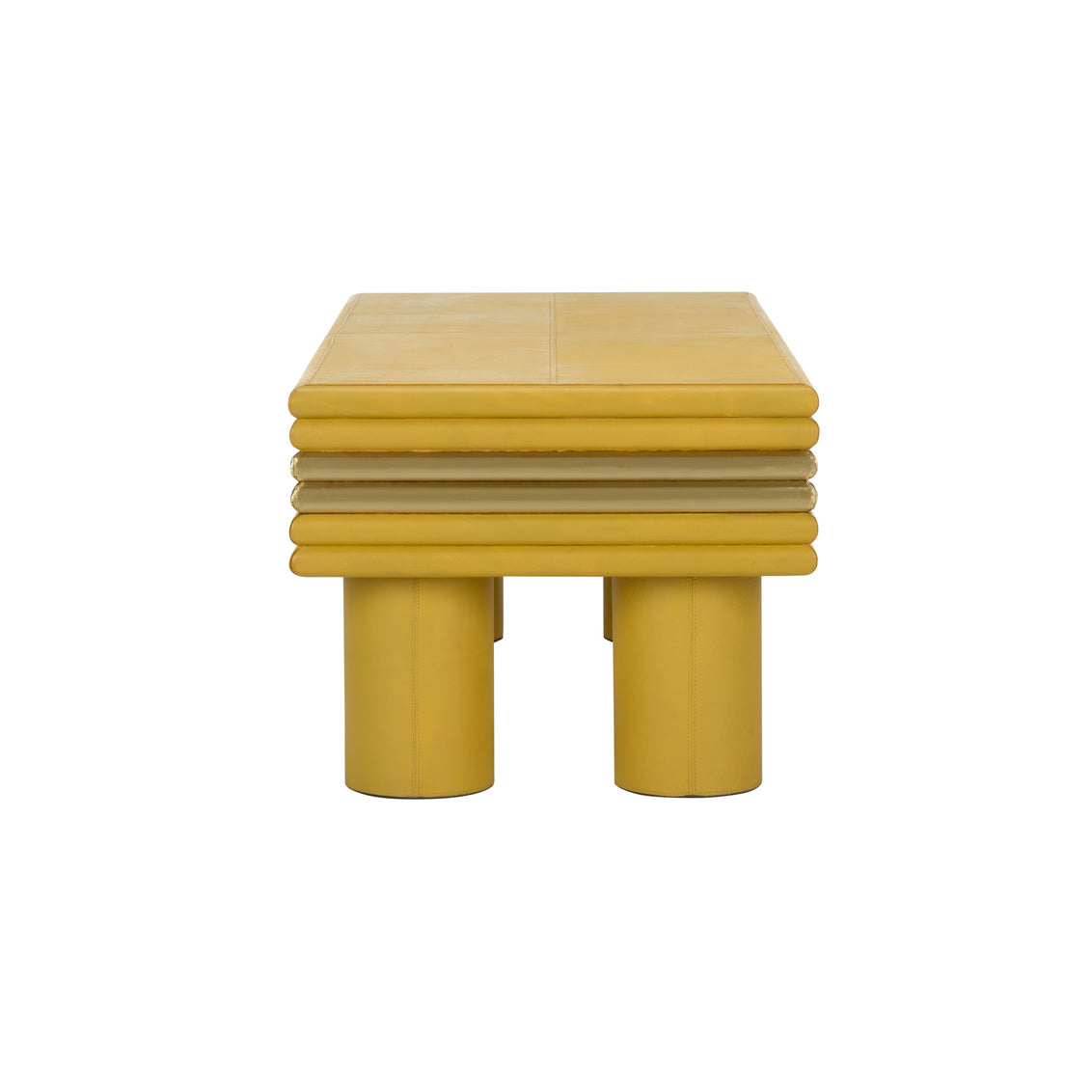 Chelsea House Coulter Leather Cocktail Table- Yellow