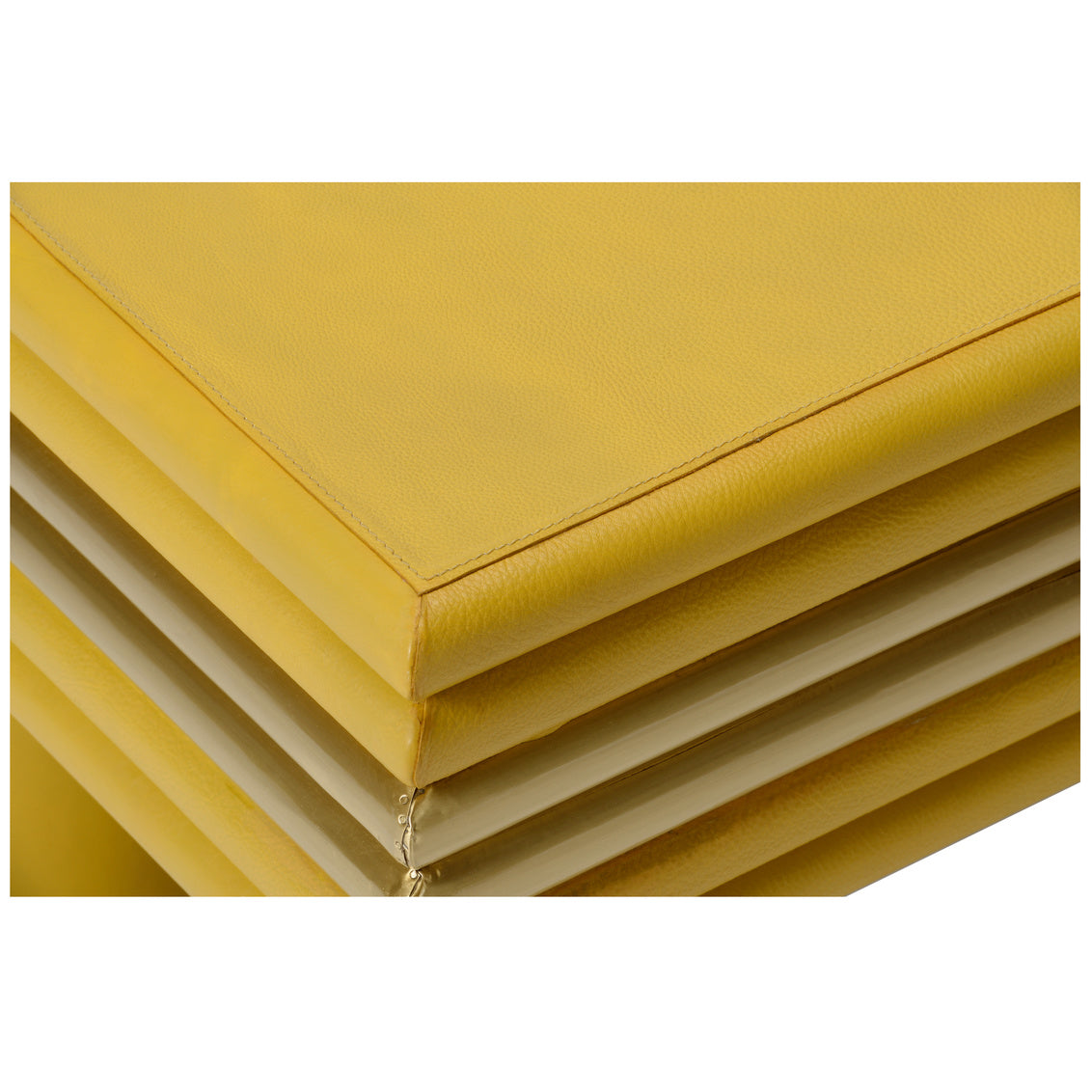 Chelsea House Coulter Leather Cocktail Table- Yellow