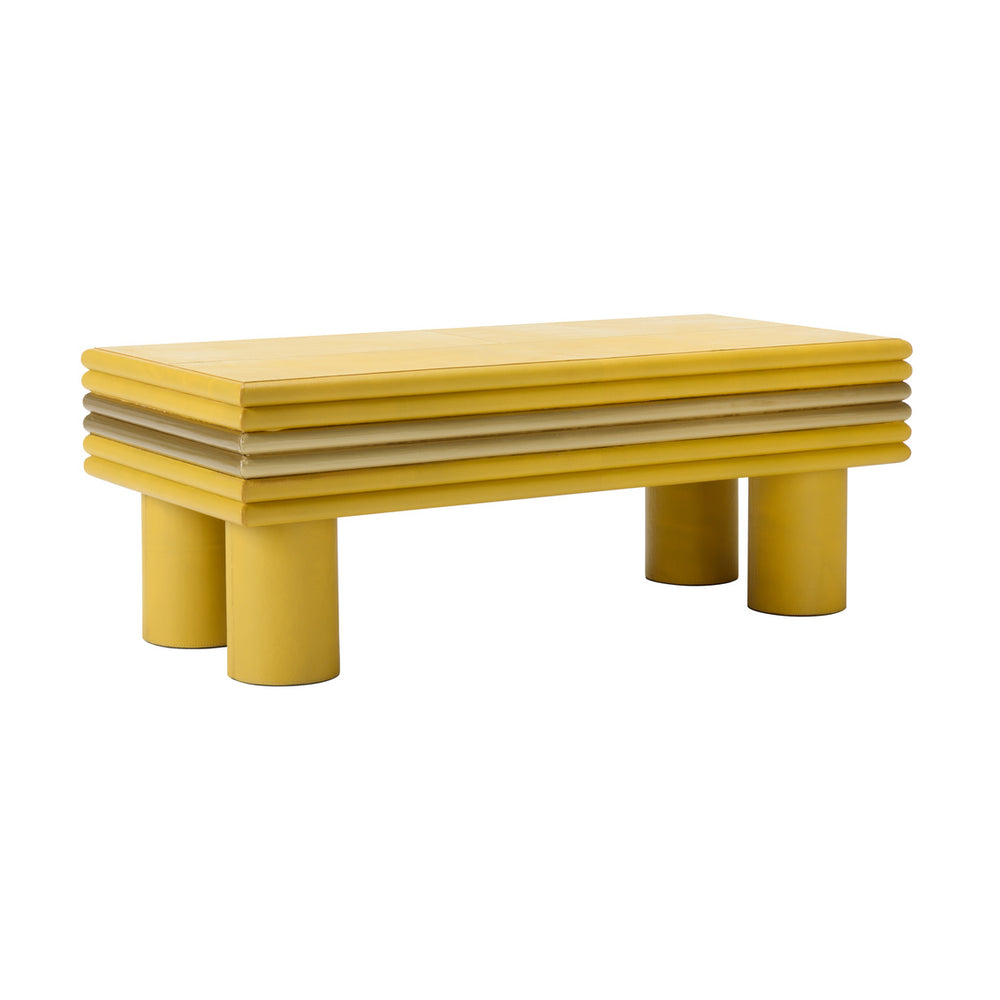 Chelsea House Coulter Leather Cocktail Table- Yellow