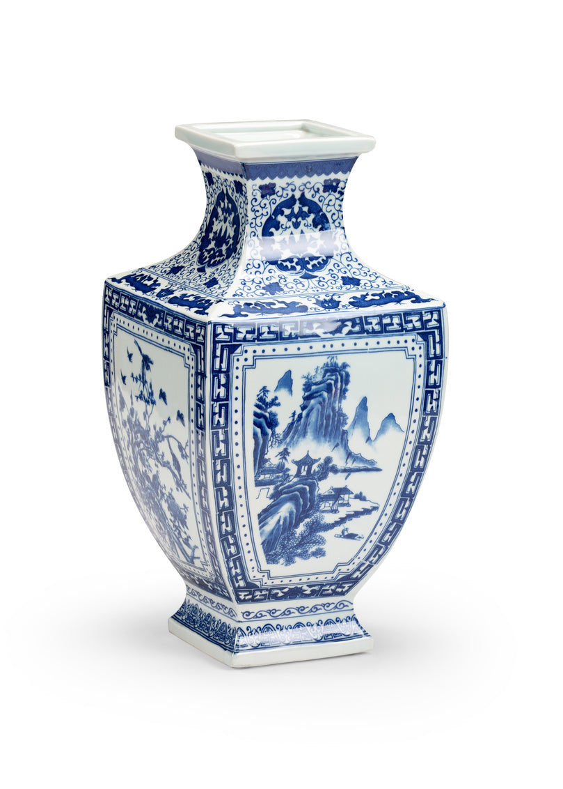 Chelsea House Ming Vase in Panel Blue and White