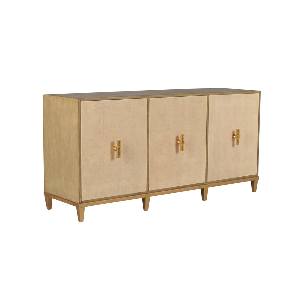 Chelsea House  Avery Raffia Console Cabinet in Grey