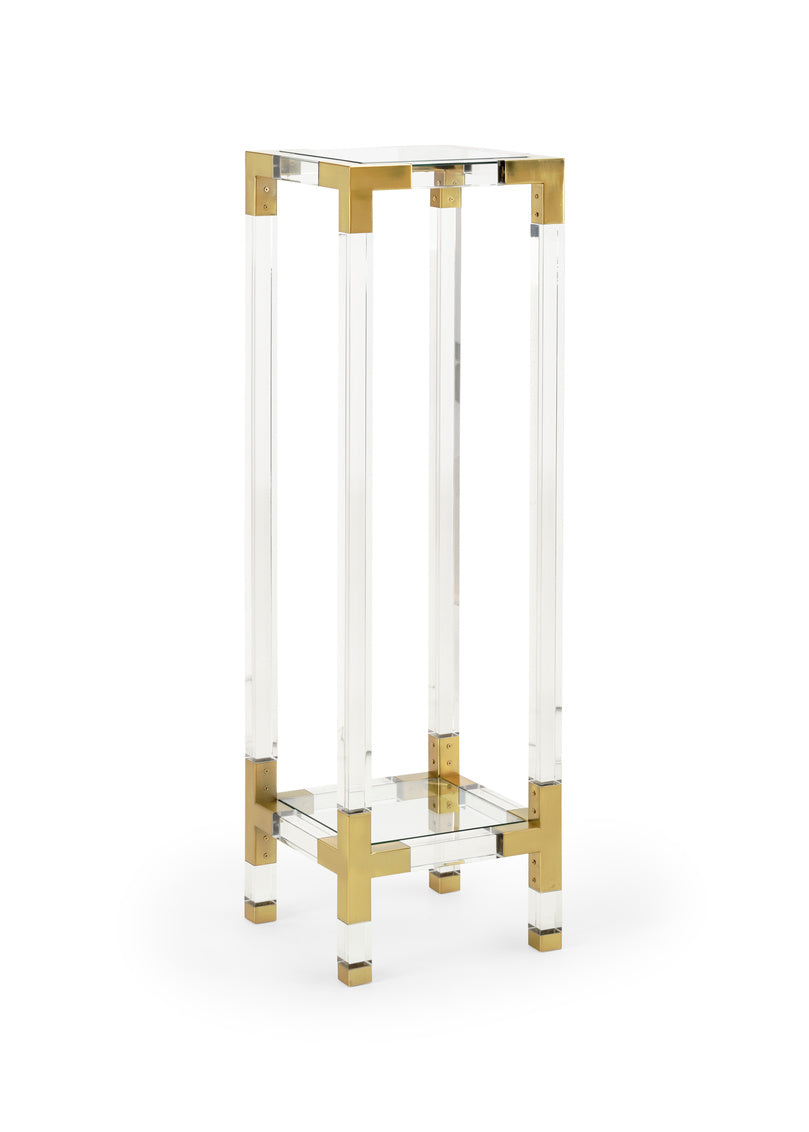 Chelsea House, Chelsea Acrylic & Brass Pedestal Table, Large