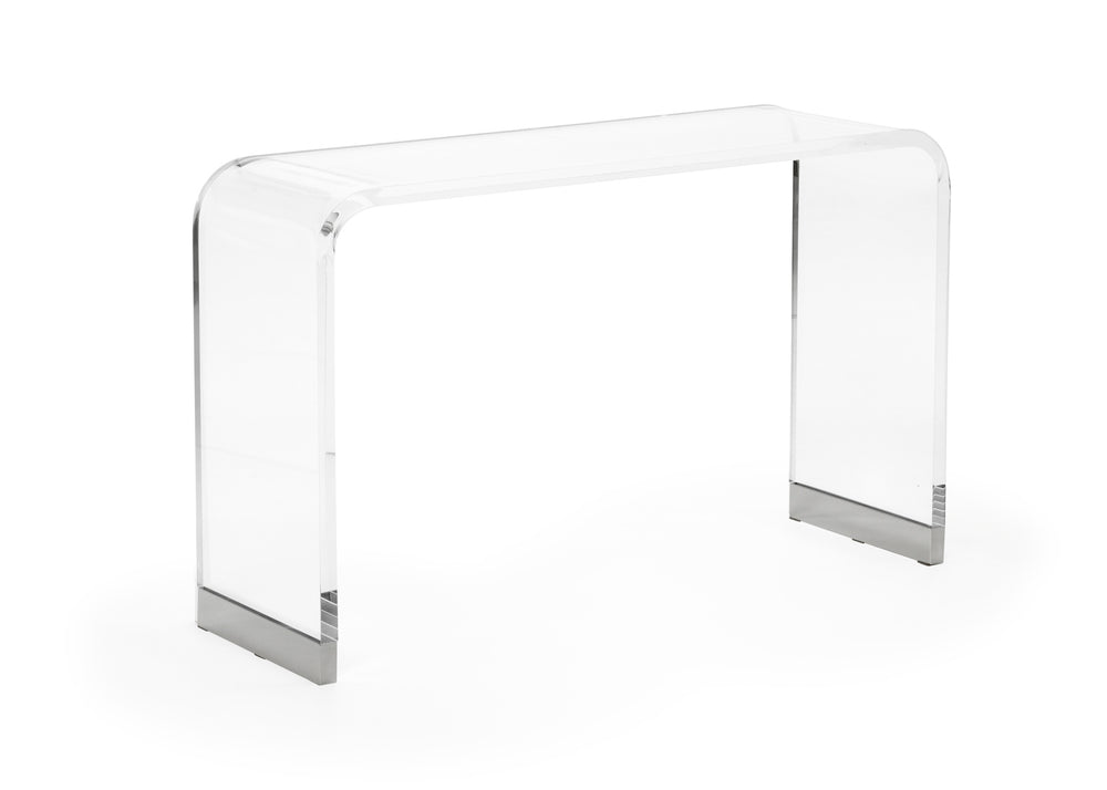 Chelsea House Waterfall Console Table, Clear Acrylic & Nickel