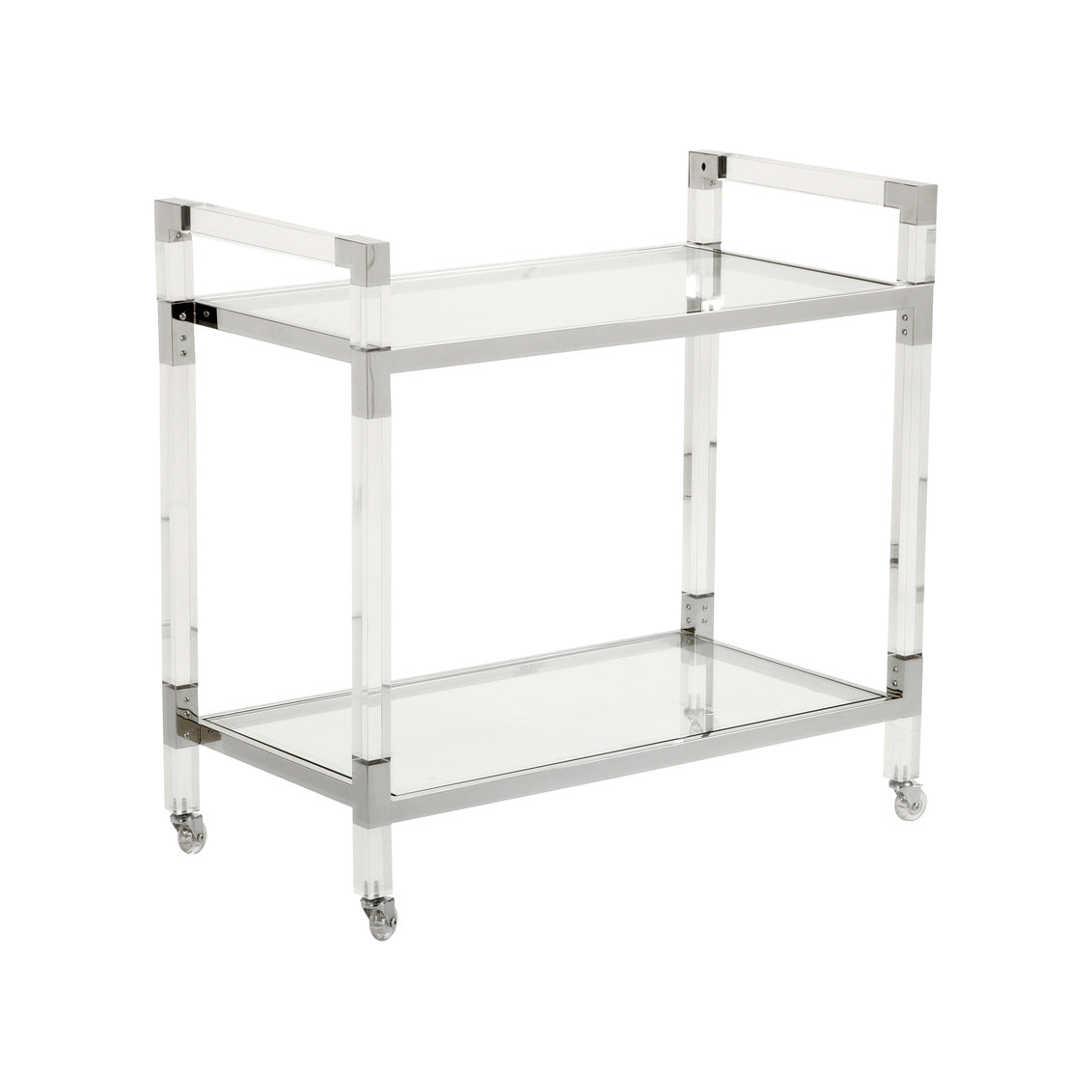 Chelsea House Acrylic Bar Cart Nickel