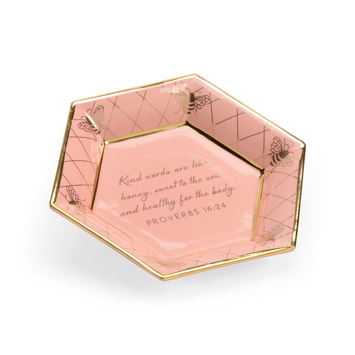 Chelsea House Honeycomb Bee Verse Plate Coral