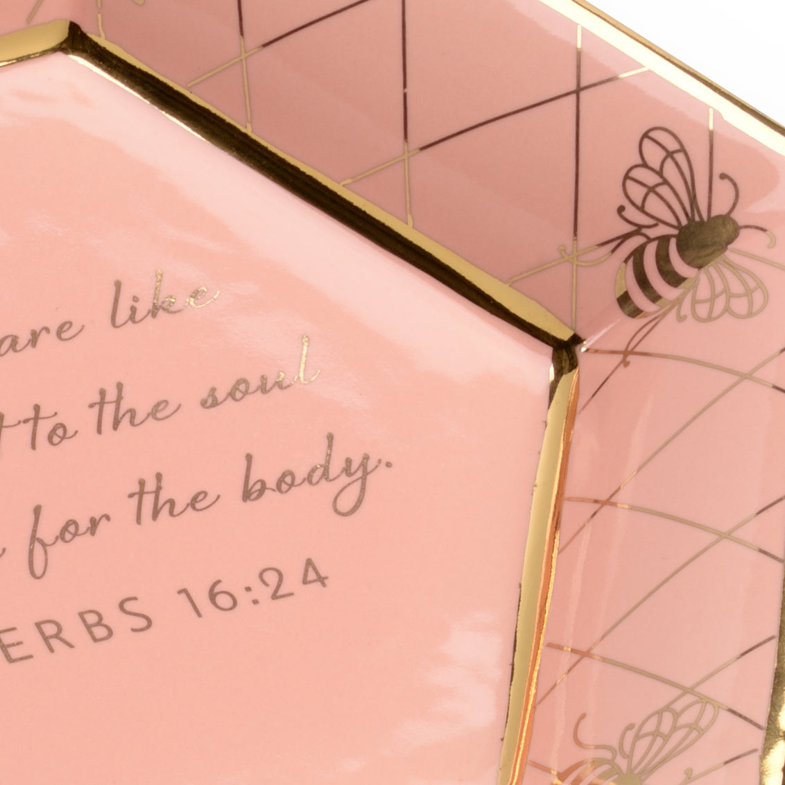 Chelsea House Honeycomb Bee Verse Plate Coral