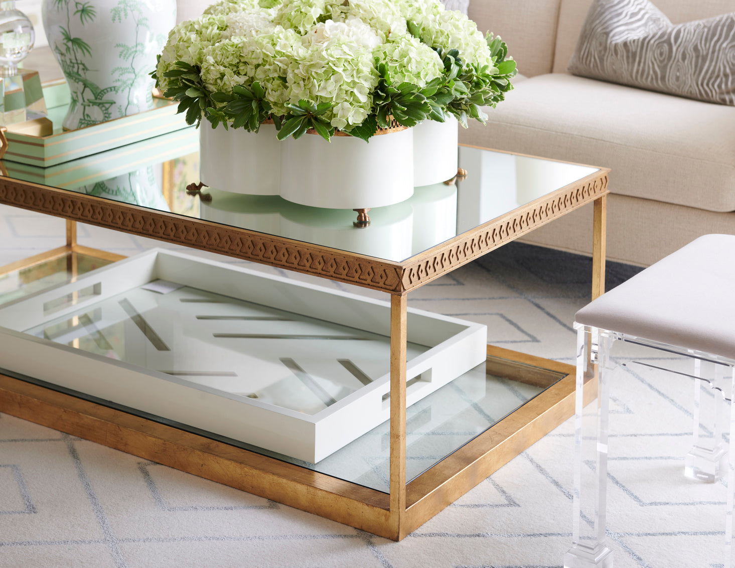 Chelsea House Shayla Copas Cocktail Table in Gold