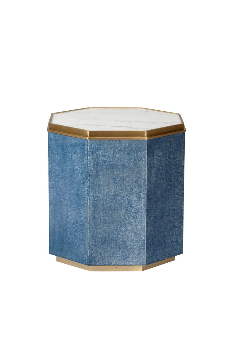 Chelsea House Bunching Cocktail Table in Blue Grasscloth