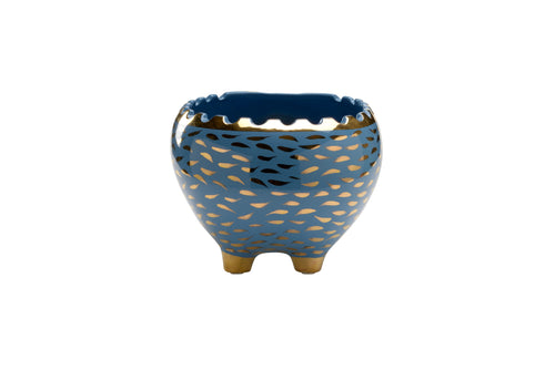 Chelsea House Hedgehog Bowl Blue/Gold